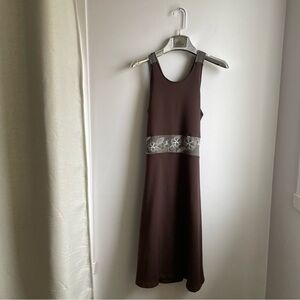 Sports Dress Stretch Antibacterial Wicking Sleeveless Brown Built-in Bra M